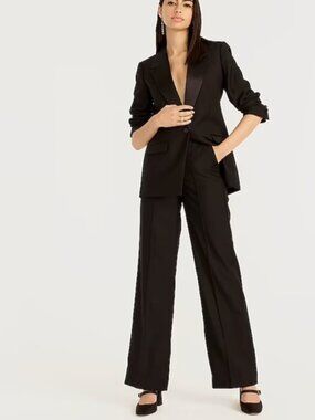 J. Crew Collection Full-Length Wide-Leg Tuxedo Pants in Italian 100% Wool, NWT!